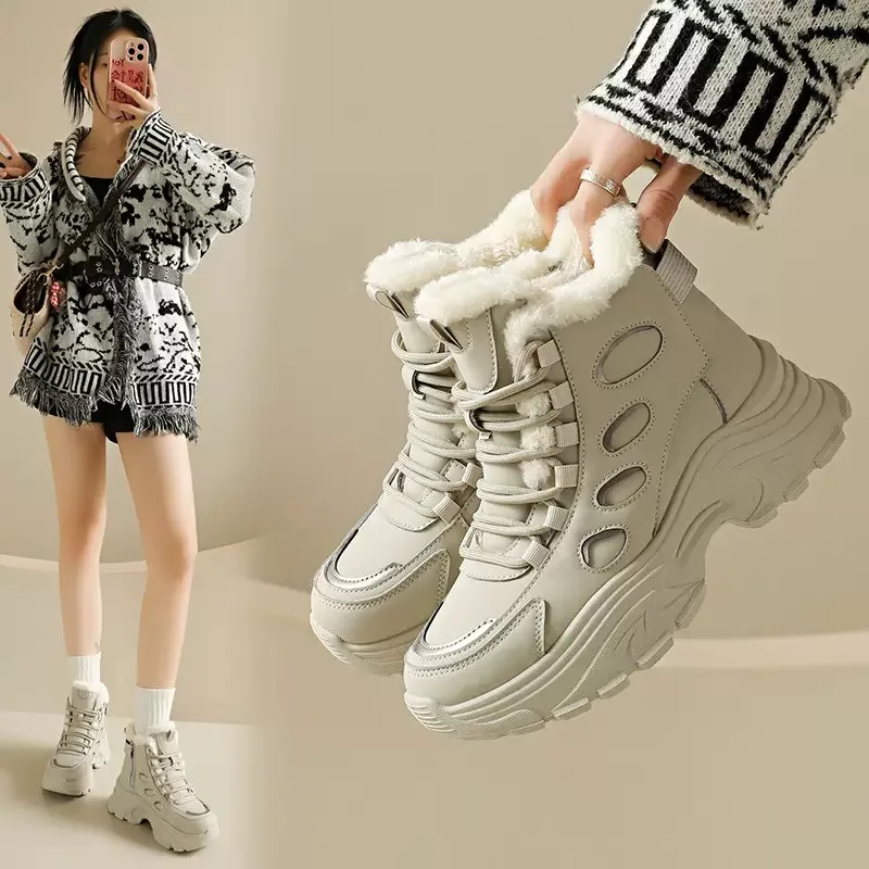 

2026New Women's Shoes Winter Plush Warm Snow Boots Thickened Plush High Top Cotton Shoes for Women Non Slip Platform Ankle Boots