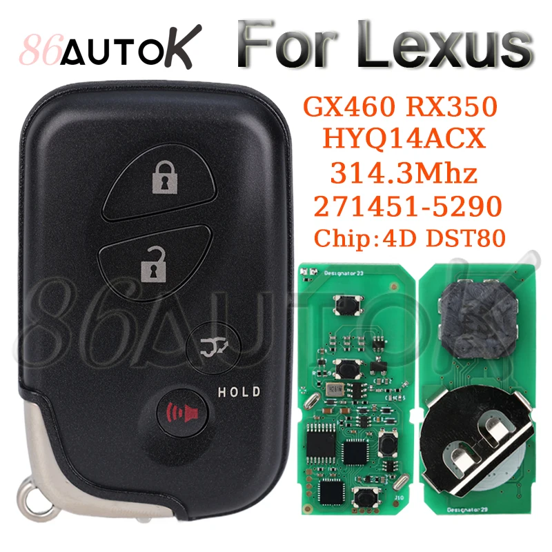 Kluczyk zdalnego sterowania do Lexus GX460 RX350 HYQ14ACX 271451 -5290 G N E Board 314.35Mhz Inteligentny automatyczny klucz zdalny Bezkluczykowy