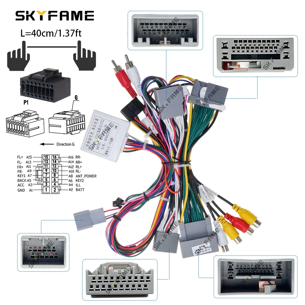 SKYFAME Auto 16 pin Kabelbaum Adapter Canbus Box Decoder Android Radio Power Kabel Für Honda Accord 8