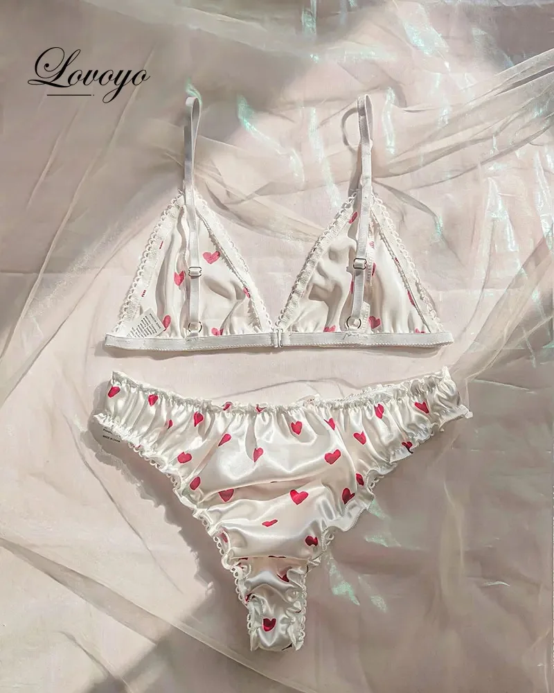 Women\'s Erotic Lingerie Suit Bowknot Sexy Wire Free Lingerie Underwear Two Piece Female White Set