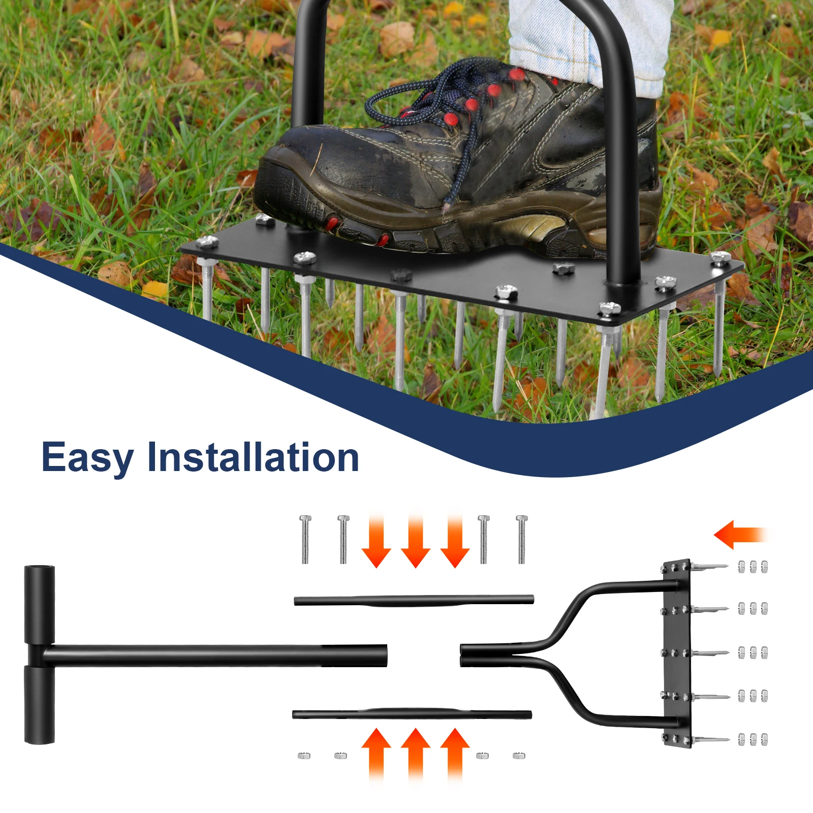 Imagem -04 - Lawn Aerator Spike Ferramenta Manual Solid Steel Spikes Jardim Grama Aeração e Ferramenta de Aeração do Solo Clean Tool 36