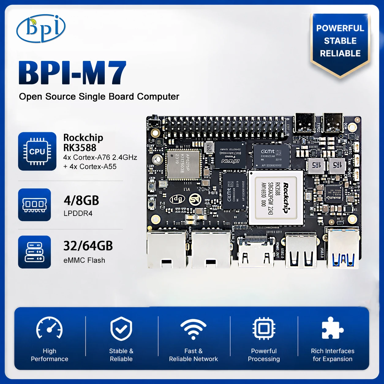 Banana Pi Bpi M7 Rk3588 - 바나나 파이 BPI-M7 RockChip RK3588 강력한