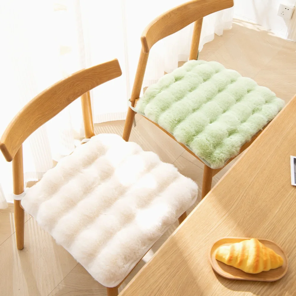Warm Rabbit Chair Seat Thickened Non Slip Winter Chair Pads Square Chair Seat Pads Office