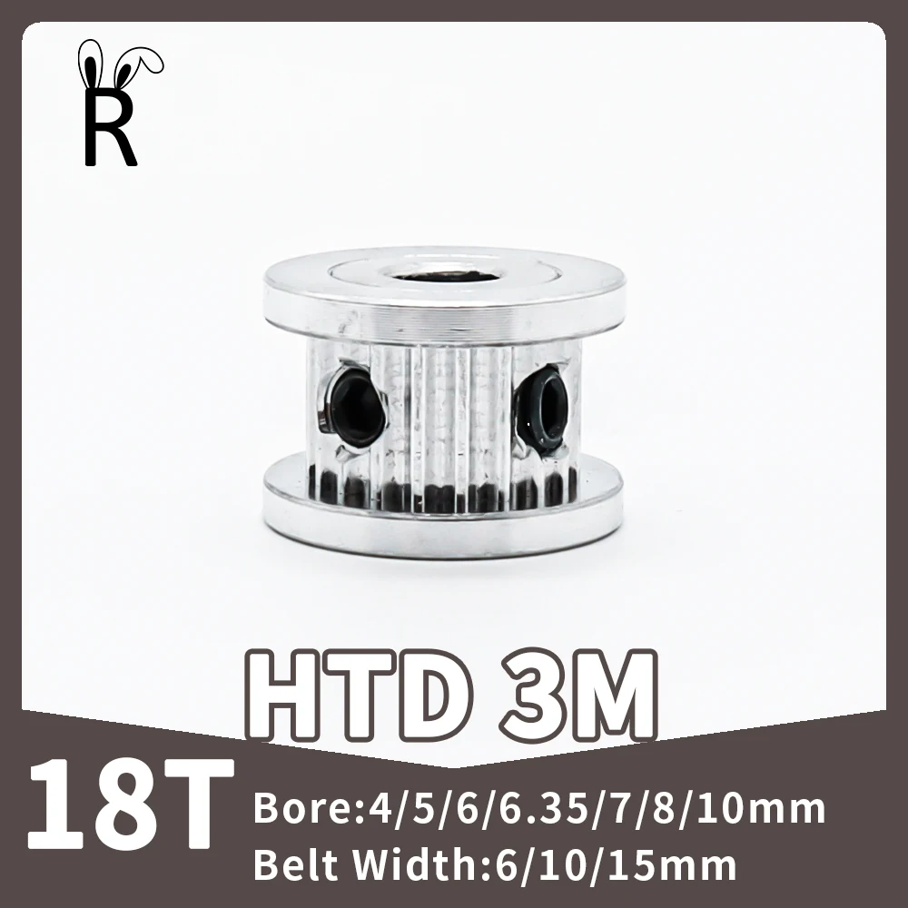 18Teeth HTD 3M Timing Pulley Bore 4/5/6/6.35/7/8/10mm Belt Pulley Tooth Width 6/10/15mm Synchronous Wheel 18T Timing Idler HTD3M