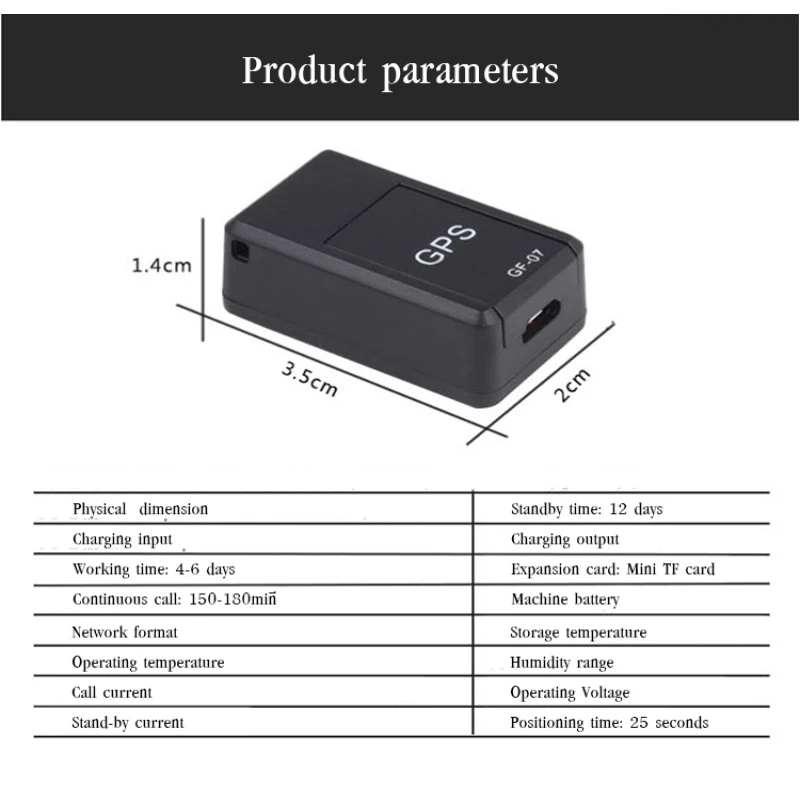 GF-07 GPS Car Tracker Real Time Tracking Anti-Theft Anti-lost Locator Strong Magnetic Mount SIM Message Positioner Mini 2024 New