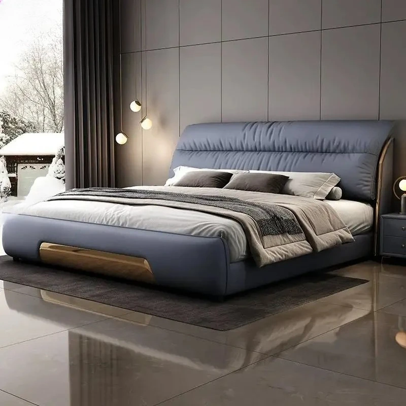 Bedroom Furniture Soft Up-holstered Beds king Size Double Bed Frame Box Leather Set with Mattress Design