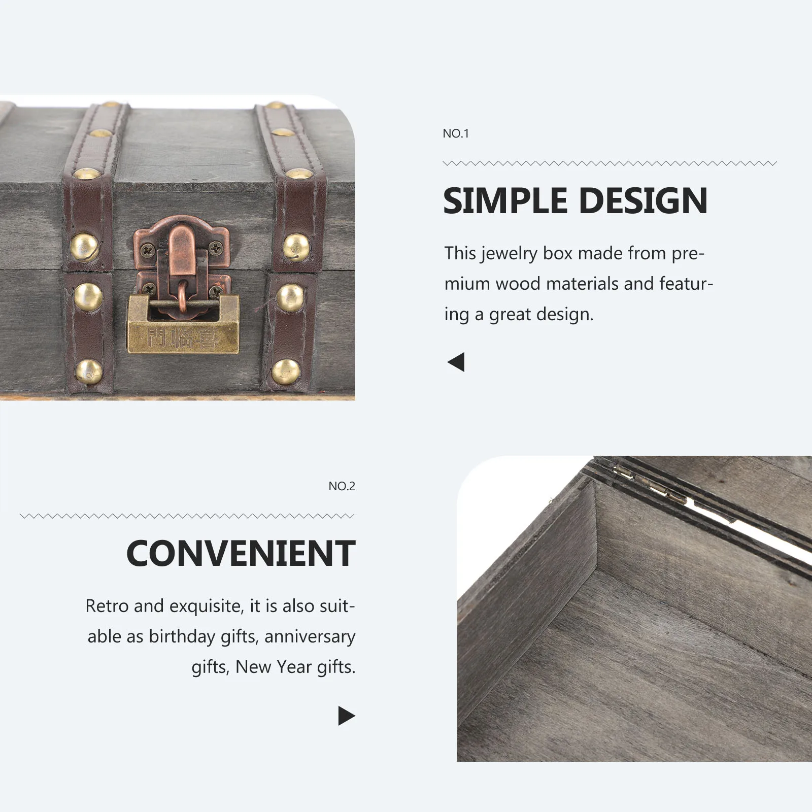 

Retro Jewelry Storage Container for Vintage Jewelry Box Rings Earrings Necklaces Vintage Wood Material Craft Crate ganizer
