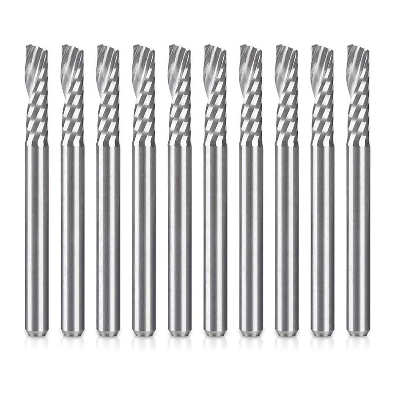 10 Pack CNC Router Bits 1/8 Inch Shank Spiral Upcut Router Bit Single Flute End Mill Set Milling Cutter Tungsten Steel Engraving