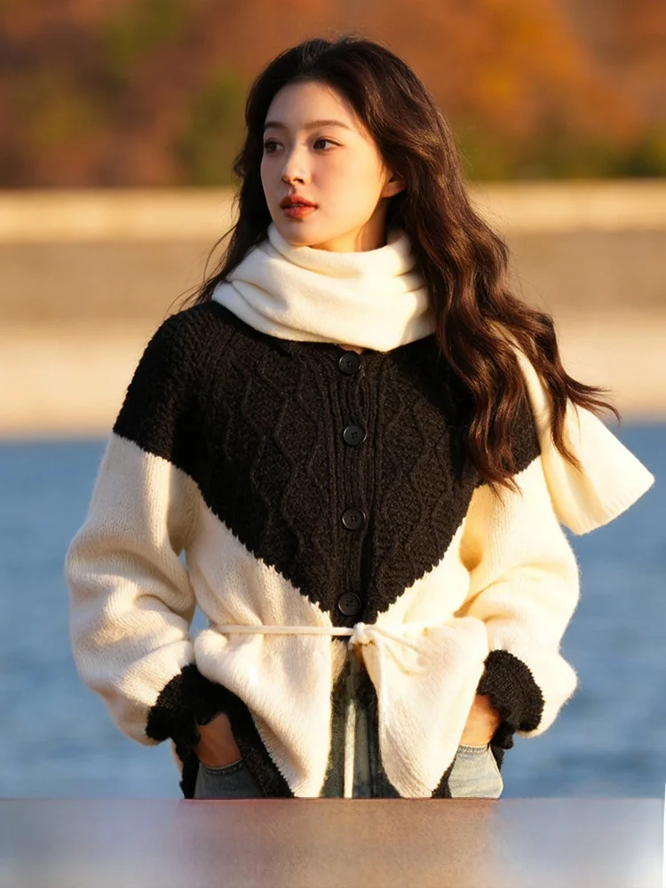 

Женский повседневный трикотажный топ больших размеров с вырезами, приталенный, с цветными блоками, новинка зимы