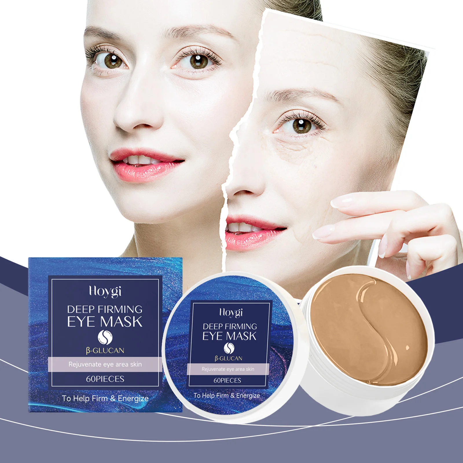 Mascarilla para ojos 60 parches - Iloygi Parches reafirmantes profundos debajo de los ojos, antienvejecimiento, reducción de arrugas, alivio del hinchazón
