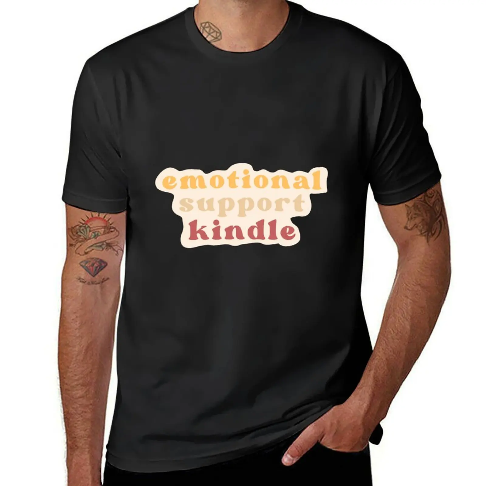 Emotional support kindle in Cherry red & yellow T-Shirt quick-drying tops mens cotton t shirts