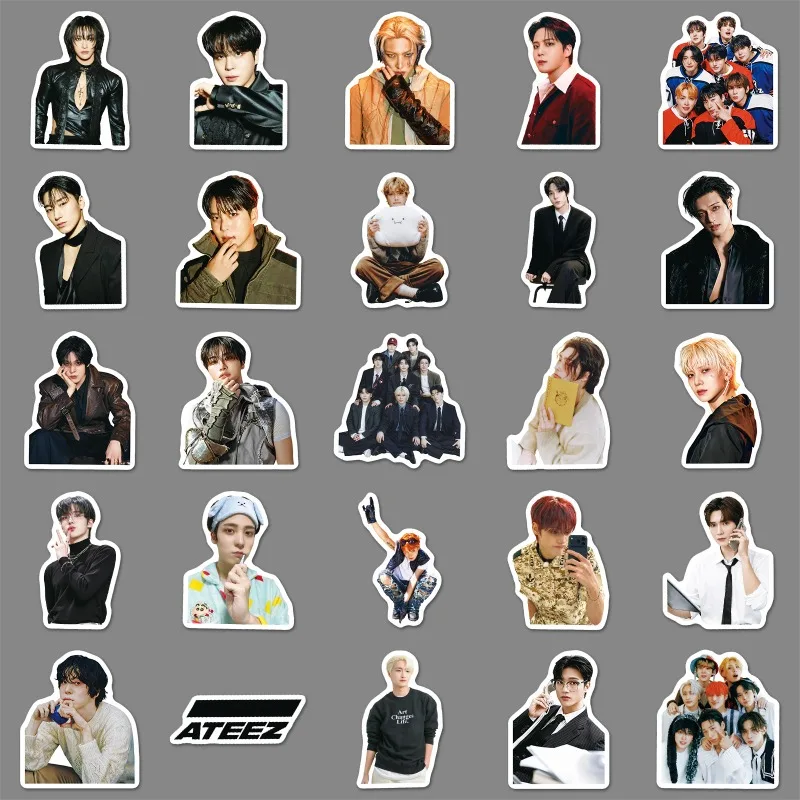 50 Pieces of Waterproof Decorative Insulated Cup Stickers Featuring ATEEZ Boy Band Singers As Idols Trendy Collectibles