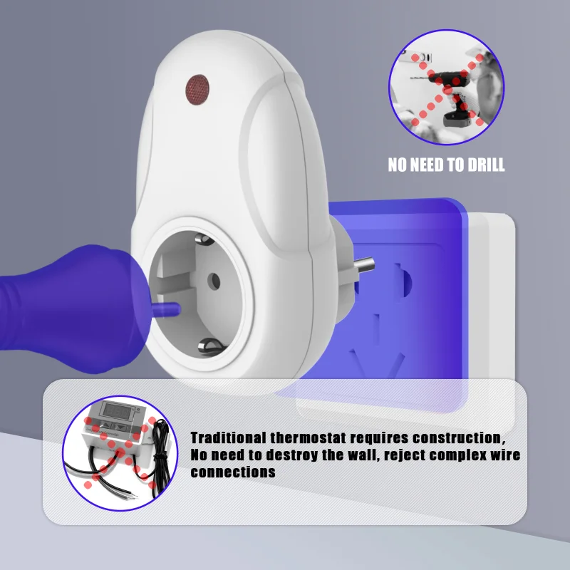 Vitcoco tomada inteligente controlador de temperatura wifi interruptor do telefone móvel app tempo controle remoto controle temperatura soquete