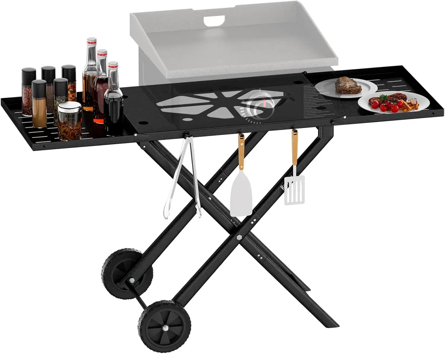 

Universal Portable Grill Table - Folding Grill Griddles Stand With Wheels, Fit for Blackstone 17"or 22" TableTop Griddle with Do