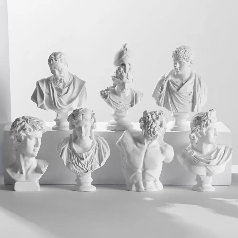 1PC Mini Figurine Celebrities Home Decor Drawing Practice Plaster Statue Famous Sculpture Gypsum Bust Portraits Greek Mythology