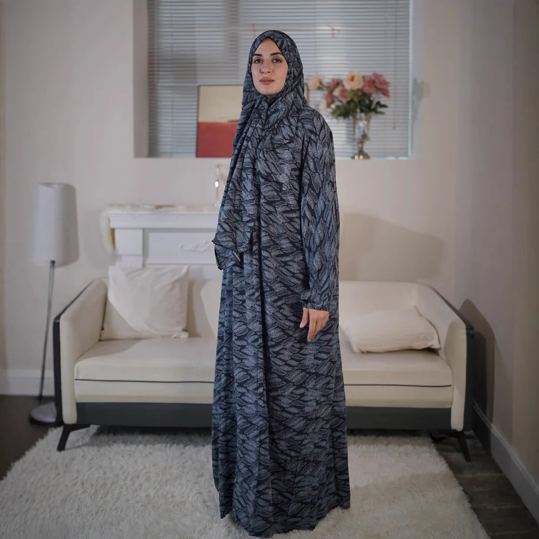 

Удобный дышащий летний молитвенный халат Mualim Abaya, элегантный мусульманский абайя с африканским принтом, цельный дизайн из вискозы