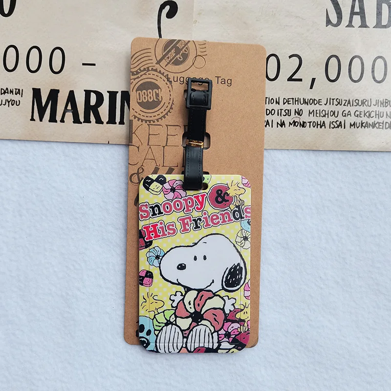 Kawaii Peanuts Snoopy Charlie Brown Card Holder Key Chain Hangings Decoration Luggage Consignment Identification Tag For Girls