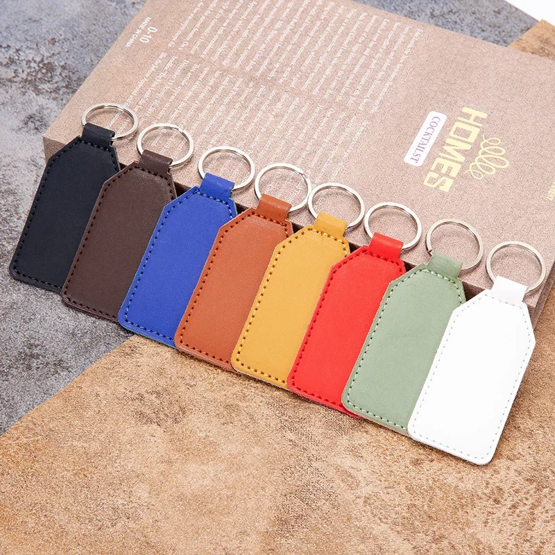 Wholesale Retro Style Tag Leatherwear PU Keychain Bag Hanging Car Accessories Key Buckle Color Printing Capability