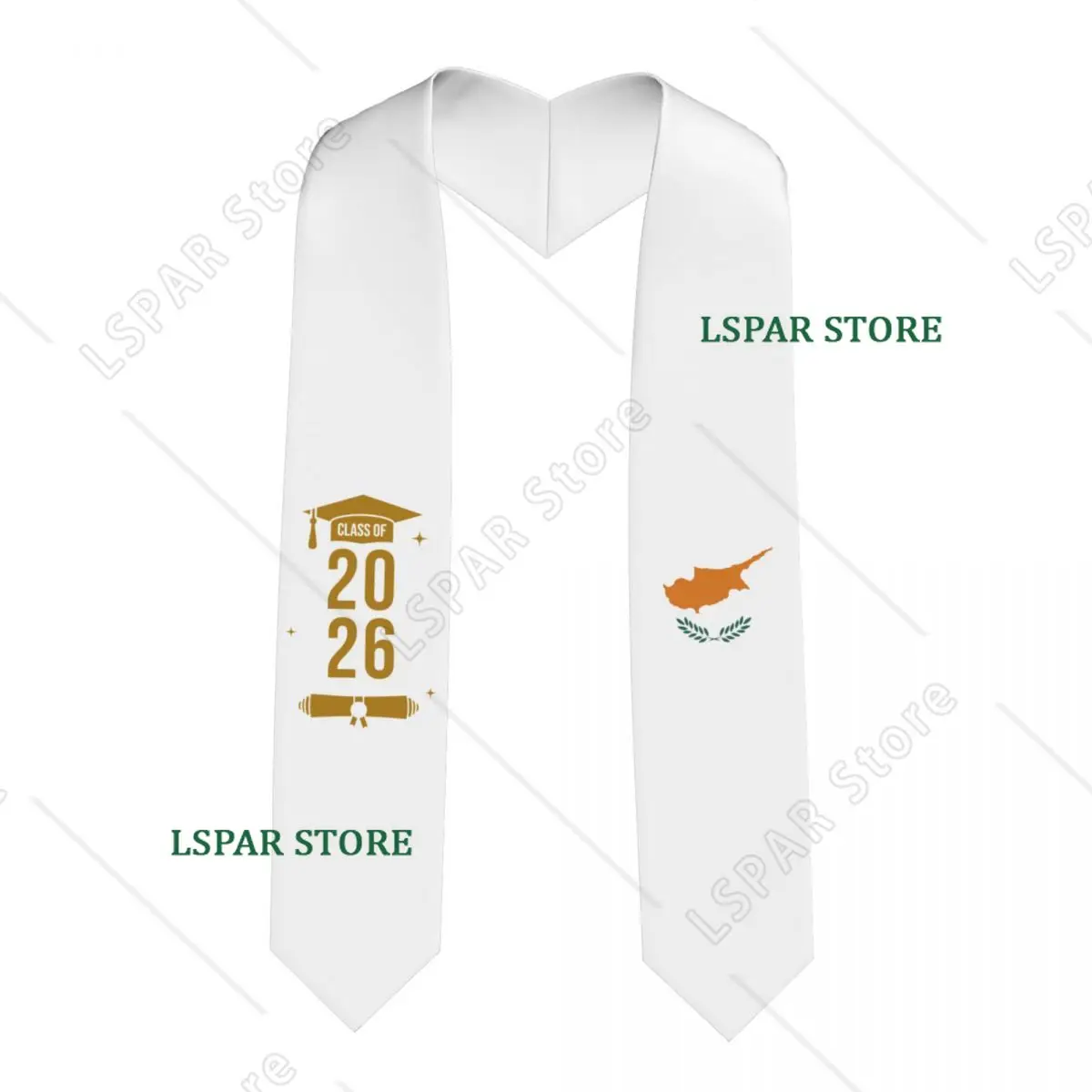 

Class Of 2026 Cyprus Flag Graduation Stole Sash Scarf For International Students Proud 183CM Long