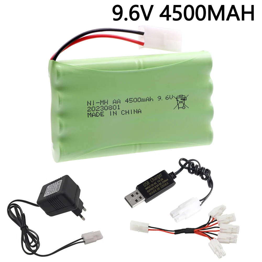 9.6V 4500mAh Nimh Battery Pack For Rc Toys Cars Tanks Robot Guns Boats 9.6v AA Rechargeable Battery 3000/3500mah Kep-2p plug