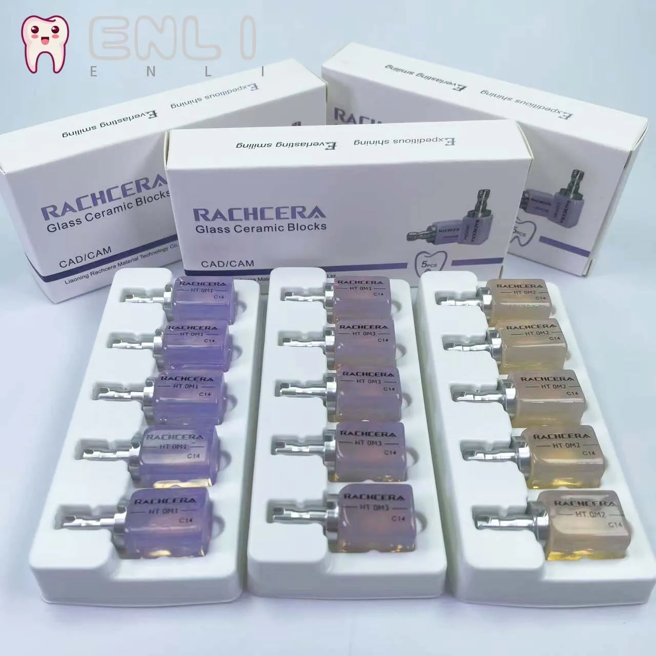 

Dental Lithium Disilicate C14 Dental Glass Ceramic Blocks 5Pcs/Box Veneer Material for CAD CAM