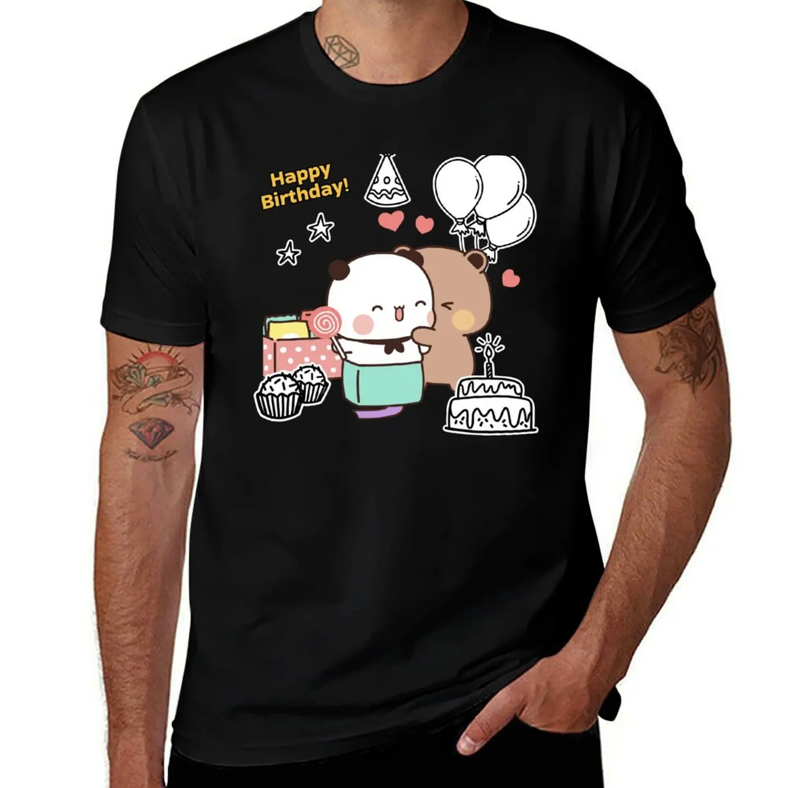 

Happy Birthday from DuDu Bear and BuBu Panda T-Shirt men t shirt cotton 100% g man t shirts for men