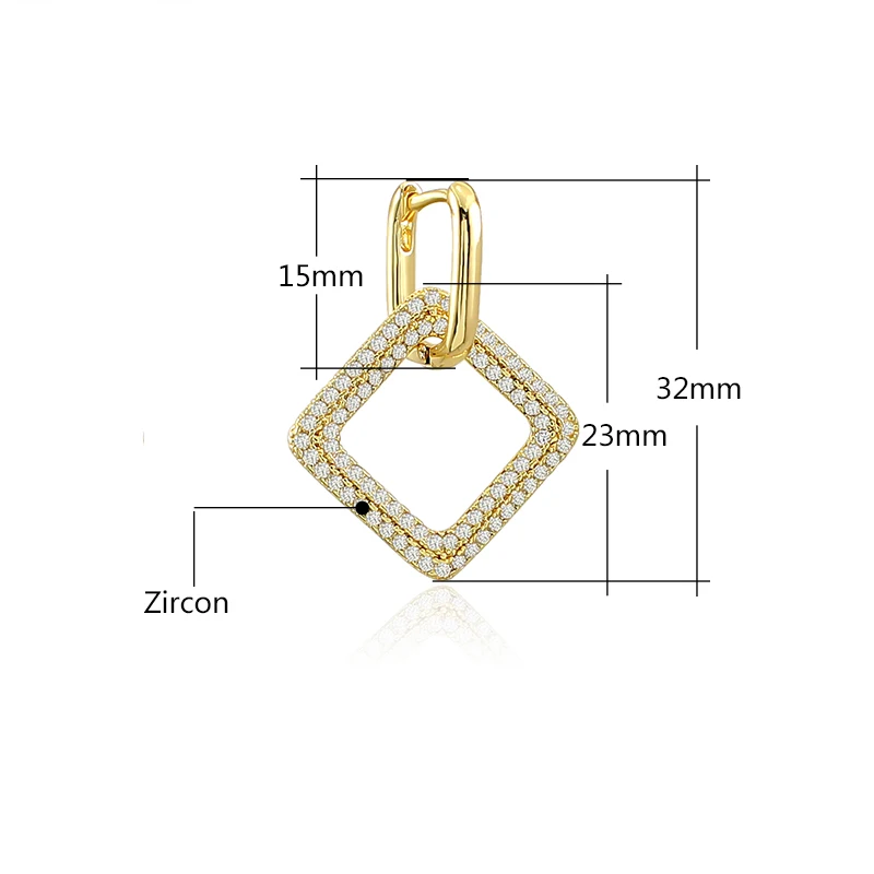 New Geometric stainless steel Earrings Women's zircon Square Earrings Femme Hoop Earrings Fashion Jewelry Gift Pendientes 2024