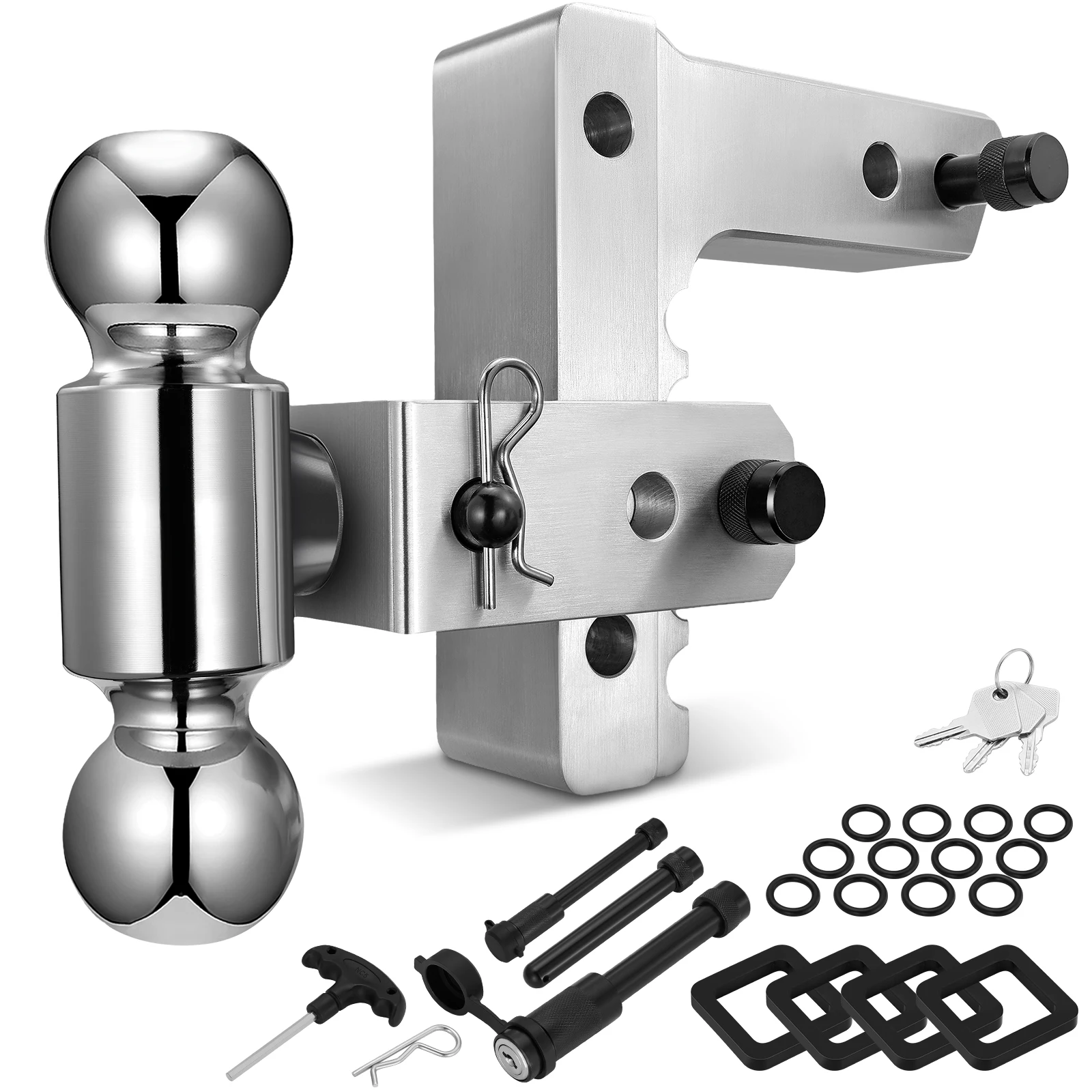 

Adjustable Trailer Hitch Fits 2-Inch Receiver,6 Inch Drop Hitch Ball Mount 12,500 LBS GTW,with Two Anti-Theft Pins Locks