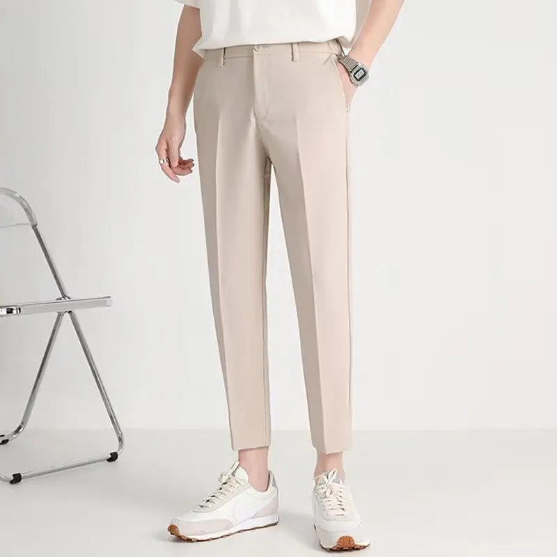 Men's Summer Business Formal Pants Solid Color Casual Korean Fit Suit Pants 2024 New Men's Wedding Social Pants Men Clothing Y2k