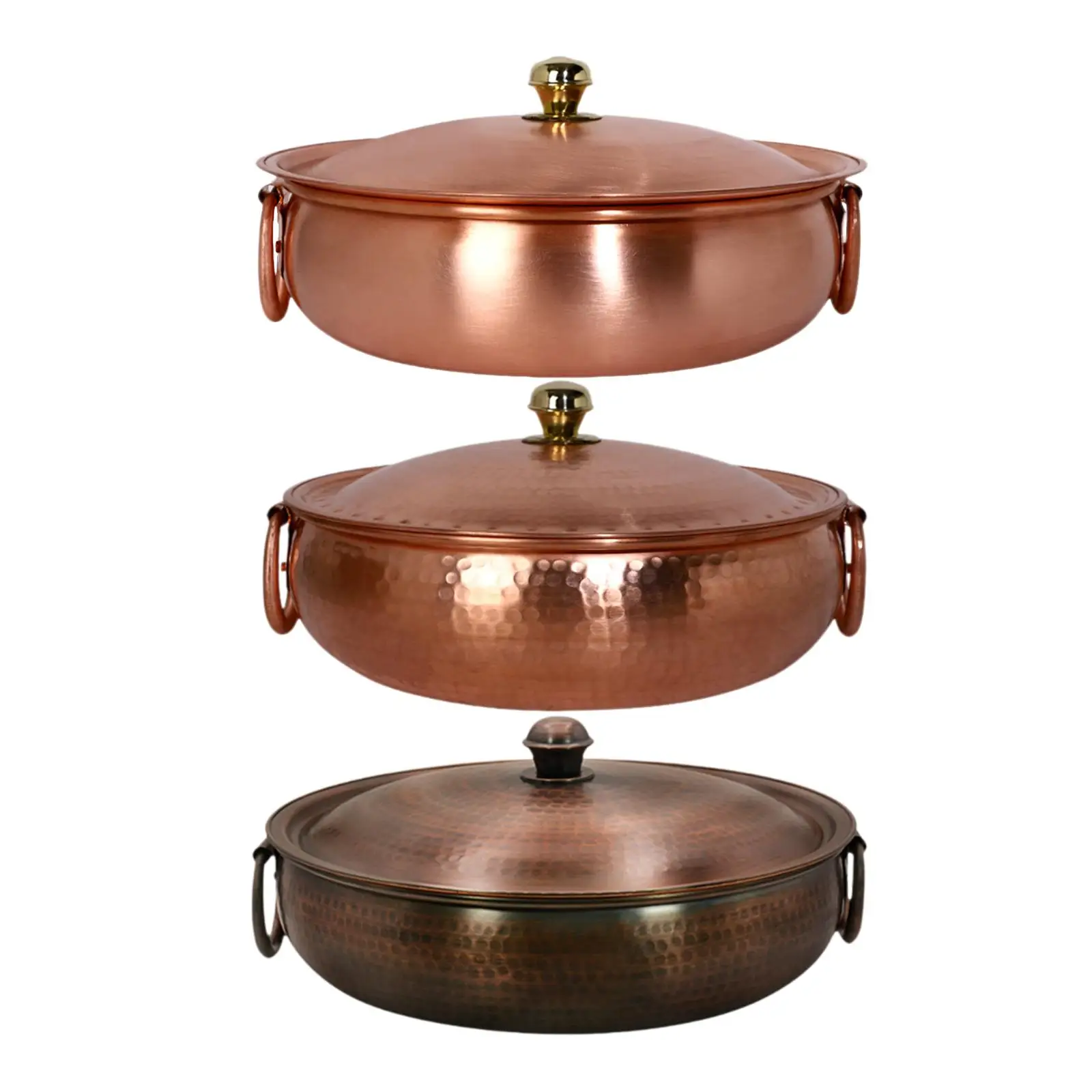 Copper Chafing Dish Copper Hot Pot Handmade Thick Noodles Pot Soup Pot with Lid