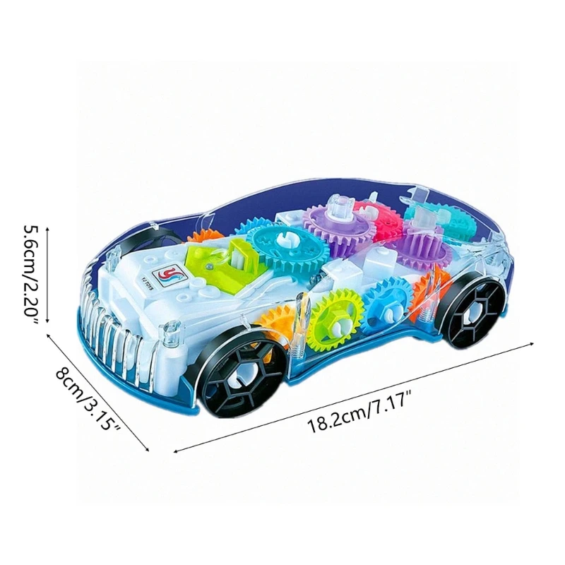 Little Car Electric Universal Transparent Gear Toy Car Music Led Lighting Children Toy Boys Girls Birthday Gifts