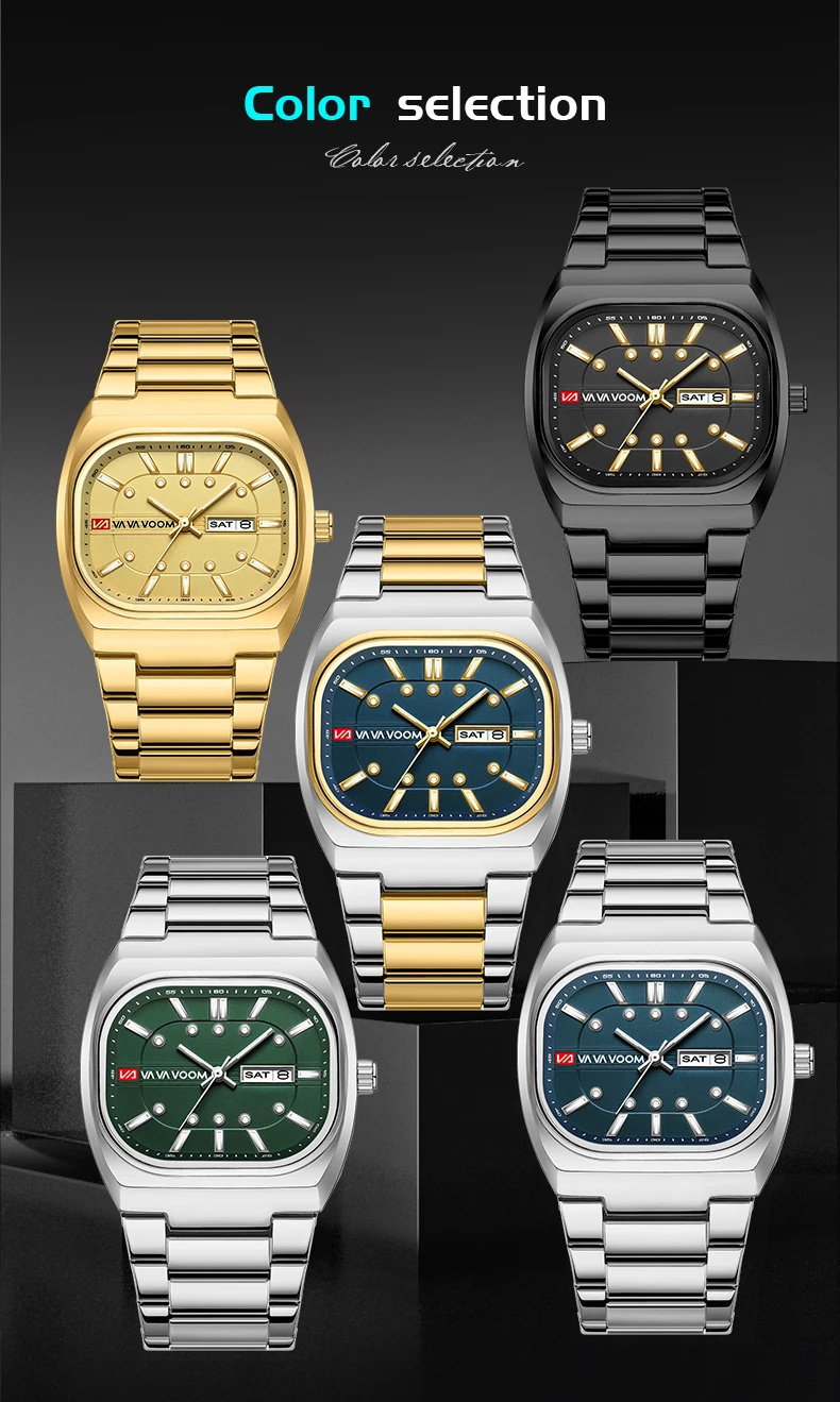 Herren-Quarzuhr mit Edelstahlarmband, 40mm Rechteckiges Zifferblatt, 3 Bar Wasserdicht, Modischer Business-Stil, Tägliche Casual-Uhr, Relogios – Detail 5