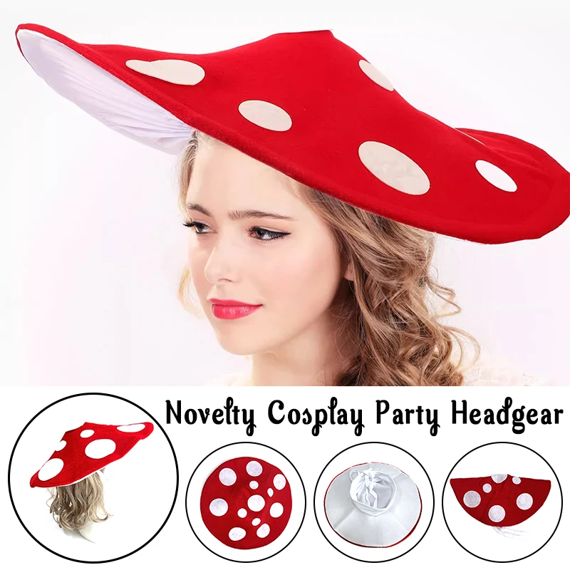 Festival Mushroom Plush Hat Funny Mushroom Pizza Hat Plush Headgear Festival Cosplay Accessories Roleplaying Photo Hat