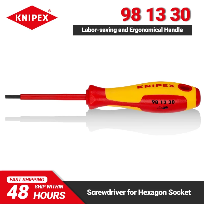 KNIPEX 98 13 30 Wkrętak do śrub z gniazdem sześciokątnym Konstrukcja uchwytu zapobiega toczeniu się o długości 182 mm 49 gramów