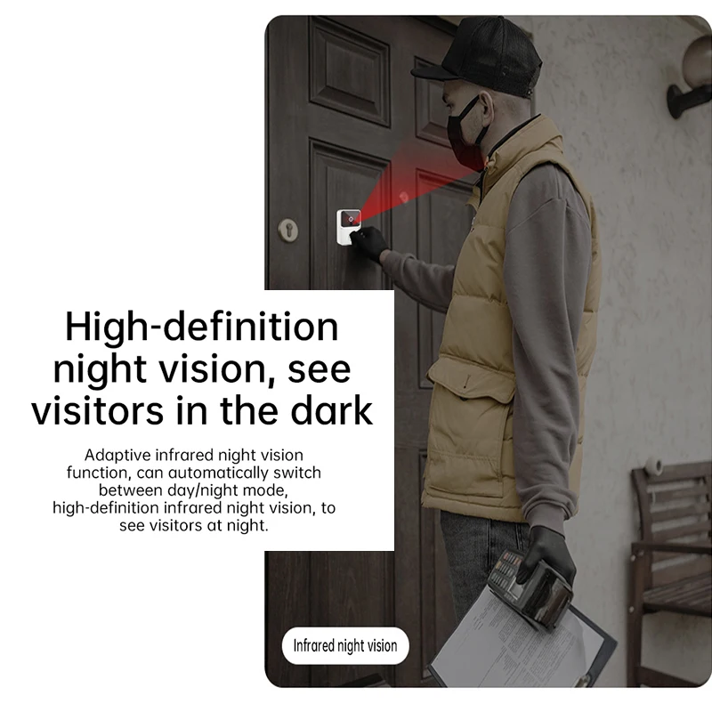 Timbre inalámbrico con cámara HD para exteriores, Timbre de puerta de seguridad con visión nocturna, intercomunicador de vídeo, cambio de voz,