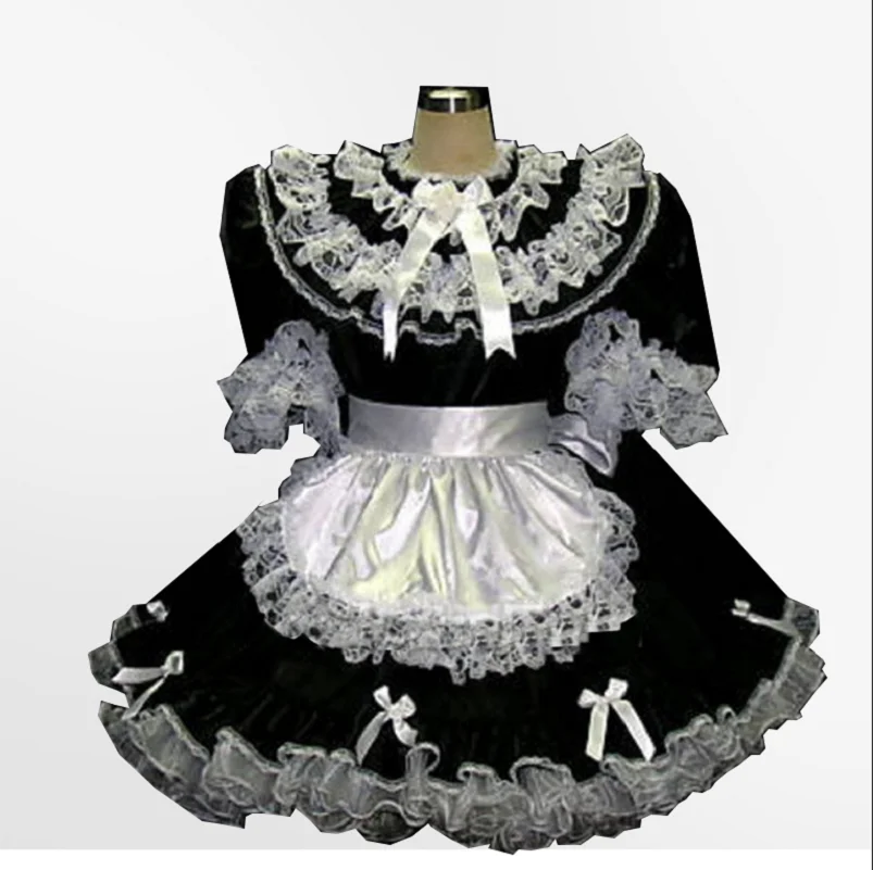 French Sexy Adult Sissy Maid Dress Lovely Fluffy Lockable Gothic Dress Custom