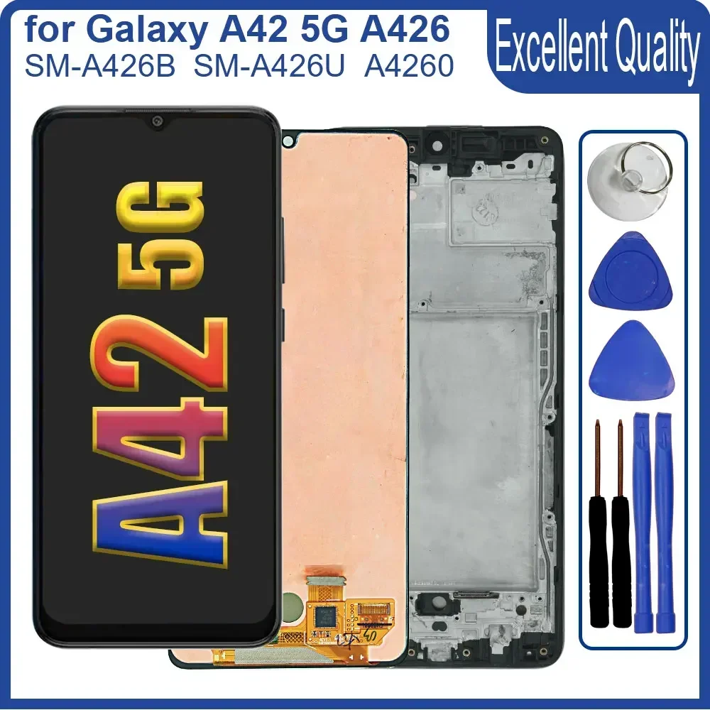 Super AMOLED LCD for Samsung Galaxy A42 5G LCD Display Touch Screen Digitizer Replacement for Samsung A42 5G A426B A426U Screen