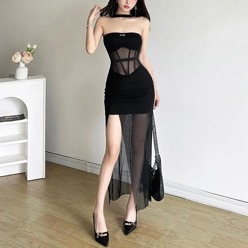 Transfrontalier Sle Tight Me Dr Bla Me Splicing Ele Outfit Jupe trapèze Svel Une pièce Collection d'hiver