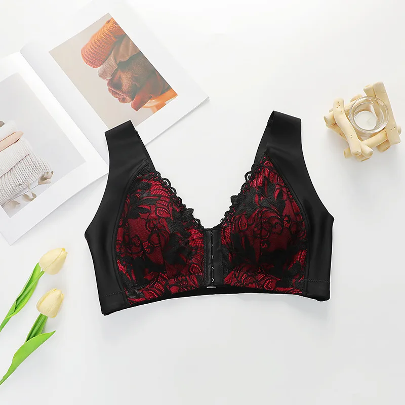 Women Front Closure Plus Size Bras Posture Corrector Lift Up Bra Wireless Bralette Gather Thin Soft Brassiere Top Vest S-5XL