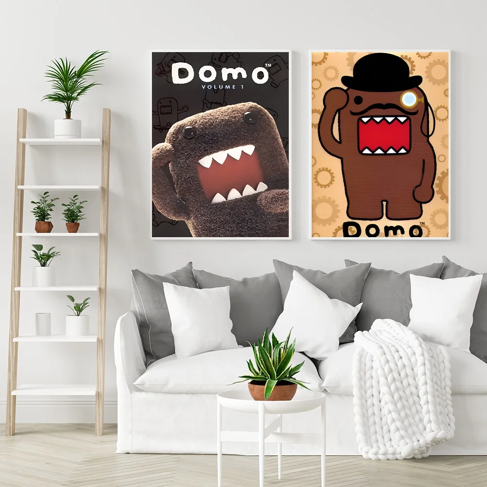 Cute Domo-Kun Poster Self-adhesive Art Waterproof Paper Sticker Coffee House Bar Room Wall Decor