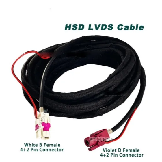

4+2 Pin HSD LVDS Cable White B 6 Pin HSD Female to D Female Jack Connector High Speed DataTransmission Harness Wire LVDS Cable