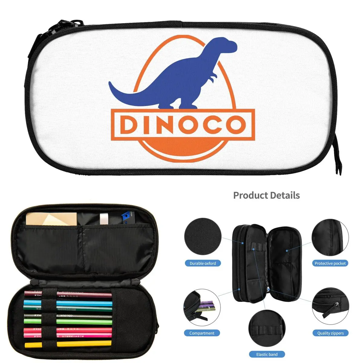 Dinoco ブルー鉛筆ケース学生用スクールペンボックス鉛筆バッグ大容量鉛筆ポーチ収納文具用品