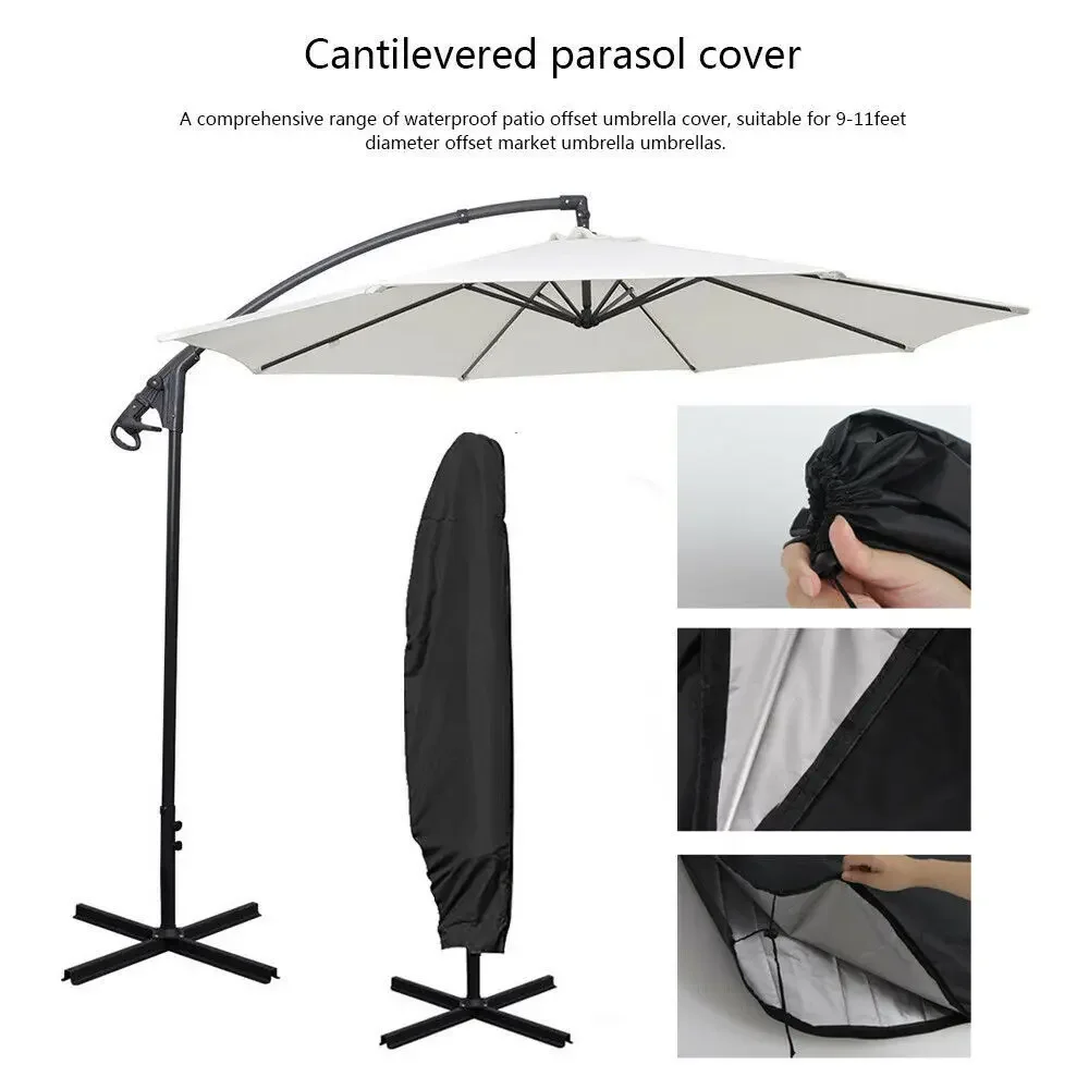 

183-280cm Outdoor Patio Umbrella Waterproof Protective Cover with Zipper for Garden Cantilever Parasol Umbrellas Case