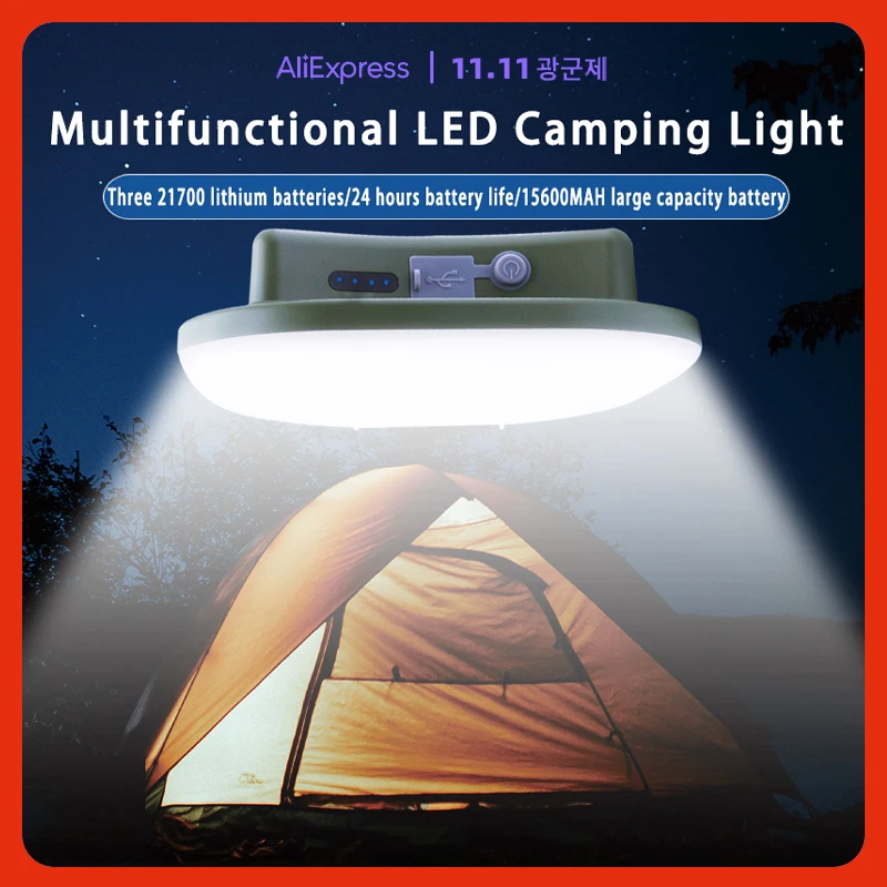 

Upgraded 15600maH 80W rechargeable LED Camping Strong Light Magnet Zoom Portable Torch Tent Light working maintenance lighting