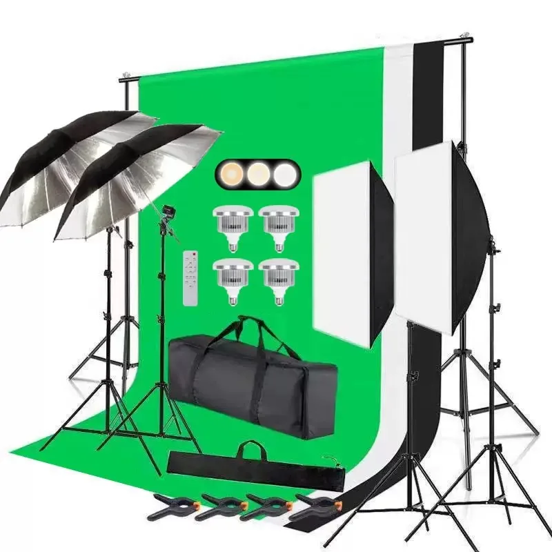 

Filling light 50 * 70cm soft box photography set, live stream studio cutout photo curtain background