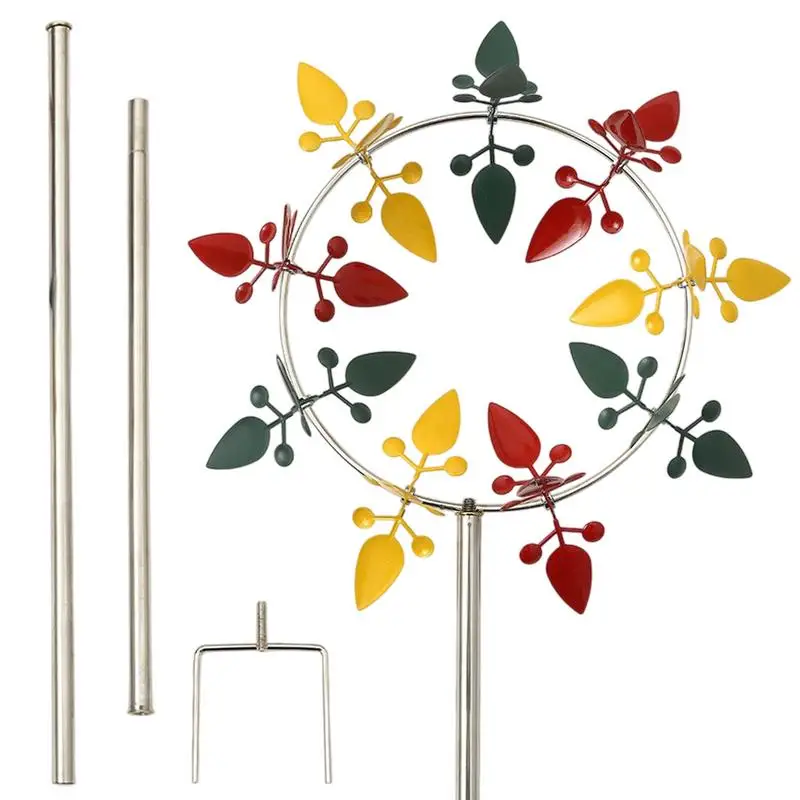 

Металлический кол ветряной мельницы, трехцветные скульптуры ветряной мельницы с колом, устойчивый к атмосферным воздействиям Spinner, украшение для двора, вертушки, садовые скульптуры