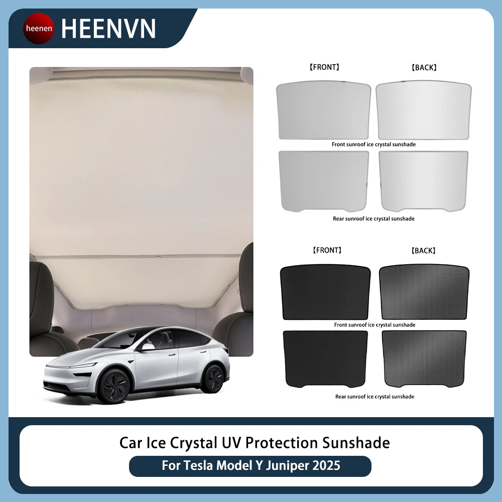 

Car Ice Cloth Buckle Sunshade For Tesla Model Y Juniper 2025 Sun Roof Sunshade Front Rear Sunroof Skylight Interior Accessories