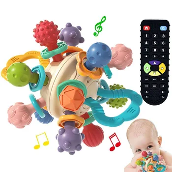 Brinquedo sensorial de dentição para bebês, brinquedos de desenvolvimento montessori para bebês, chocalho de bola sensorial infantil, brinquedos de mastigar para crianças de 0 a 12 meses
