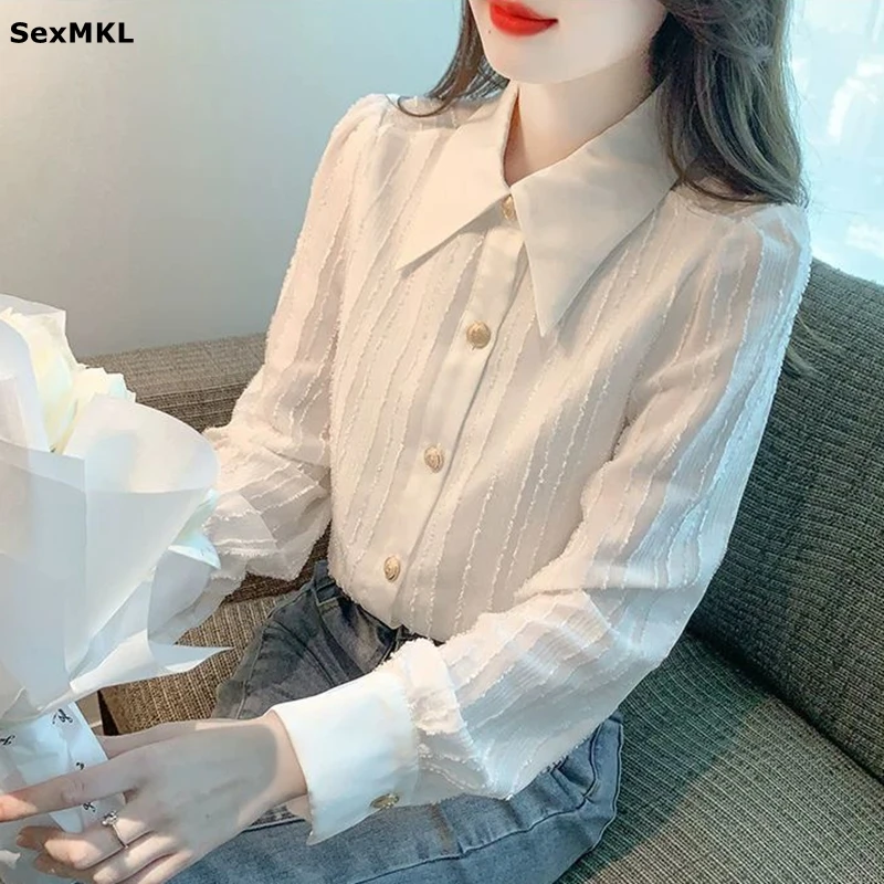 

Женские белые офисные рубашки, повседневная корейская модная одежда с длинными рукавами Y2k, элегантные женские топы, женские шифоновые блузки большого размера