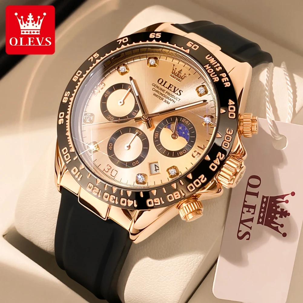 OLEVS 2875 Luxury Quartz Watch for Men Waterproof Sports Timer Calendar Shockproof Luminous Mens Wristwatches Relógio Masculino